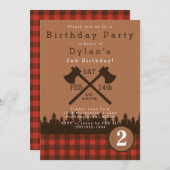 Lumberjack Birthday Party Invitation Kaart (Voorkant / Achterkant)