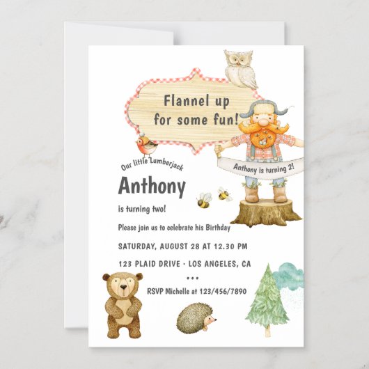 Lumberjack Birthday Party Magnetische Uitnodiging (Voorkant)