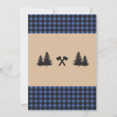 Lumberjack Birthday Party ONE First Blue Invite Kaart (Achterkant)