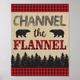 Lumberjack Birthday Party Sign Channel the Flannel Poster