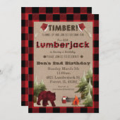 Lumberjack Birthday Uitnodiging (Voorkant / Achterkant)