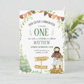 Lumberjack Birthday Uitnodiging met Red Pset (Staand voorkant)