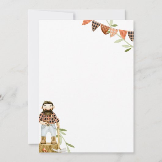 Lumberjack Birthday Uitnodiging met Red Pset (Achterkant)