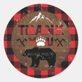 Lumberjack Birthday Wood Dank u Ronde Sticker