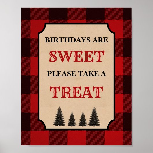 Lumberjack Birthdays is Sweet Treat Sign Poster (Voorkant)