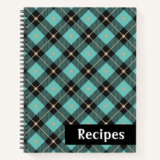 Lumberjack Black Aqua Pset Pattern Recipe Notitieboek (Voorkant)