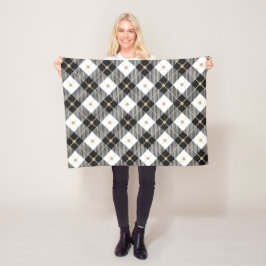 Lumberjack Black White Play Patroon Fleece Deken