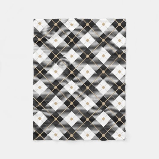 Lumberjack Black White Play Patroon Fleece Deken (Voorkant)