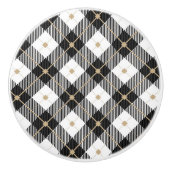 Lumberjack Black White Play Patroon Keramische Knop (Voorkant)