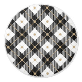 Lumberjack Black White Play Patroon Keramische Knop