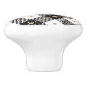 Lumberjack Black White Play Patroon Keramische Knop (Zijkant)