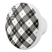 Lumberjack Black White Play Patroon Keramische Knop (Rechts)