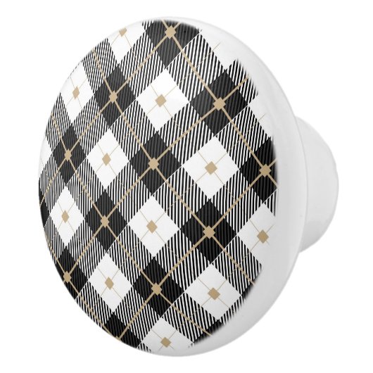 Lumberjack Black White Play Patroon Keramische Knop (Rechts)