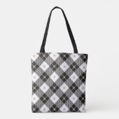 Lumberjack Black White Play Patroon Tote Bag (Achterkant)