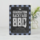 Lumberjack Blauw Plaid BBQ Afstudeerfeest Kaart (Staand voorkant)