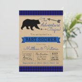 Lumberjack Blue Buffalo Plaid Boy Beer Baby shower Kaart (Staand voorkant)