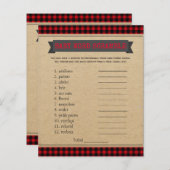 Lumberjack Boho Baby shower Games Word Scramble (Voorkant / Achterkant)