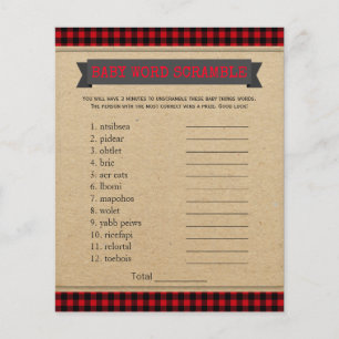 Lumberjack Boho Baby shower Games Word Scramble