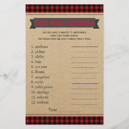 Lumberjack Boho Baby shower Games Word Scramble