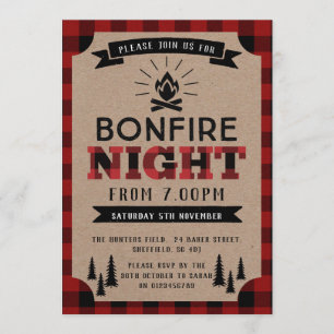 Lumberjack Bonfire Party Invitation Kaart