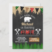 Lumberjack boy 1e eerste verjaardag uitnodiging. kaart (Voorkant)