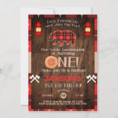 Lumberjack boy 1e verjaardag uitnodiging. kaart (Voorkant)