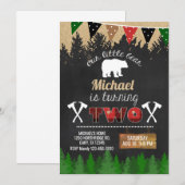 Lumberjack boy 2e verjaardag uitnodiging. kaart (Voorkant / Achterkant)