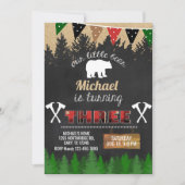 Lumberjack boy 3e verjaardag uitnodiging. kaart (Voorkant)