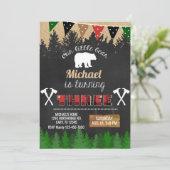 Lumberjack boy 3e verjaardag uitnodiging. kaart (Staand voorkant)