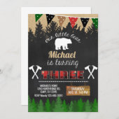 Lumberjack boy 3e verjaardag uitnodiging. kaart (Voorkant / Achterkant)