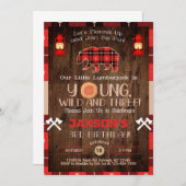 Lumberjack boy 3e verjaardag uitnodiging. kaart (Voorkant / Achterkant)