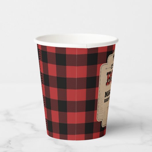 Lumberjack Boy Baby shower Buffalo Papieren Bekers (Rechts)