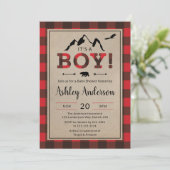 Lumberjack Boy Baby shower Uitnodiging (Staand voorkant)