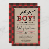 Lumberjack Boy Baby shower Uitnodiging (Voorkant / Achterkant)