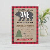 Lumberjack Boy First Birthday Invitation Kaart (Staand voorkant)