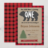 Lumberjack Boy First Birthday Invitation Kaart (Voorkant / Achterkant)