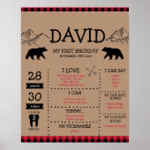 Lumberjack Boy First Birthday Milestone Poster (Voorkant)