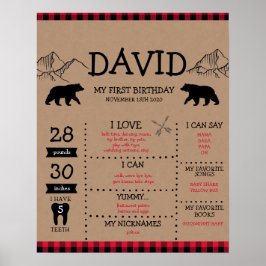 Lumberjack Boy First Birthday Milestone Poster