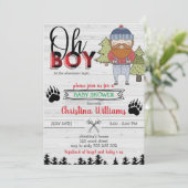 Lumberjack Boy Flannel Buffalo Plaid Baby shower Kaart (Staand voorkant)