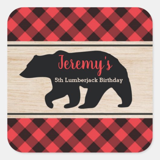 Lumberjack Boy Verjaardagsfeestje Favor Sticker (Voorkant)