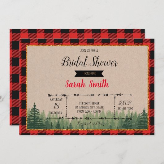 Lumberjack bruids douche uitnodiging (Voorkant / Achterkant)