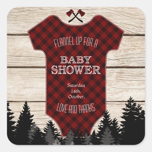 Lumberjack Buffalo Baby Suit Wood Baby shower Vierkante Sticker (Voorkant)