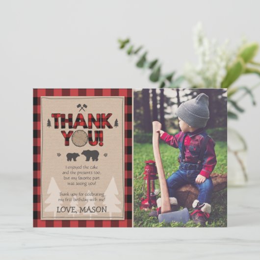 Lumberjack Buffalo geplakt op zaterdag Dank je wel Bedankkaart (Staand voorkant)