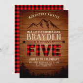 Lumberjack Buffalo geplaveide vijfde verjaardag Kaart (Voorkant / Achterkant)