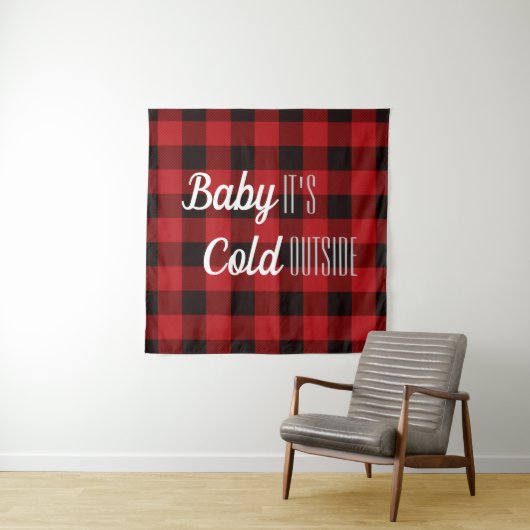 Lumberjack Buffalo plaid baby Het is koud buiten Wandkleed (In situ)