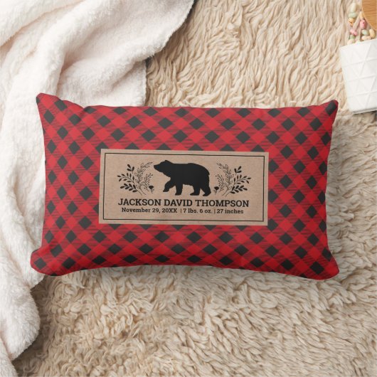 Lumberjack Buffalo Plaid Beer Geboortestatistieken Kussen (Deken)