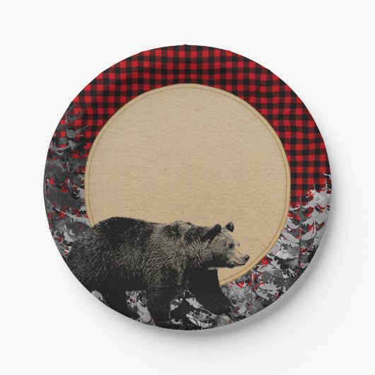 Lumberjack Buffalo Plaid Beer rustieke hut Papieren Bordje (Voorkant)
