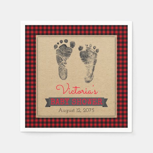 Lumberjack Buffalo Plaid Boys Baby shower servette Servet (Voorkant)