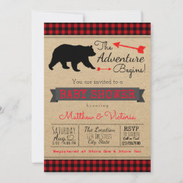 Lumberjack Buffalo Plaid Boys Beer Baby shower Kaart