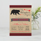 Lumberjack Buffalo Plaid Boys Beer Baby shower Kaart (Staand voorkant)